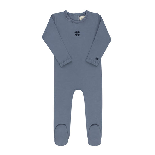 Baby Boy Footie – Blue – Embroidered Clover