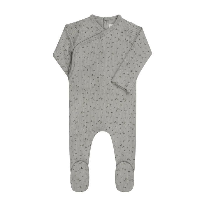 Baby Boy Footie – Blue – Floral Rib