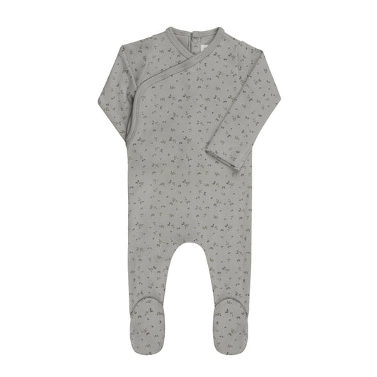 Baby Boy Footie – Blue – Floral Rib
