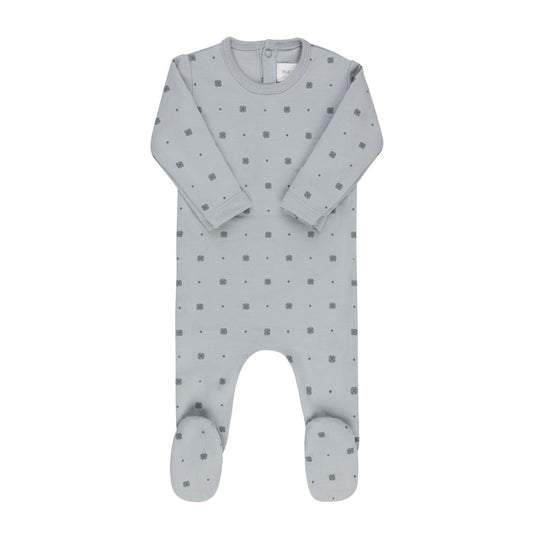 Baby Boy Footie – Blue – Geometric Floral