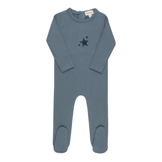 Baby Boy Footie – Blue – Heart & Star