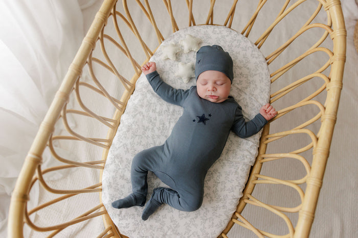 Baby Boy Footie – Blue – Heart & Star