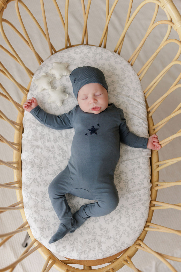 Baby Boy Footie – Blue – Heart & Star