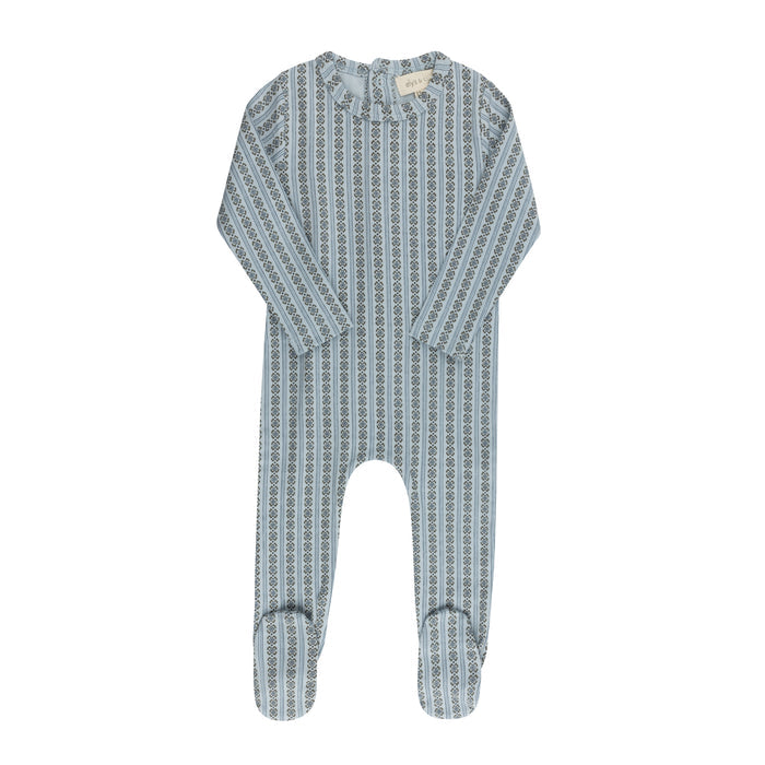 Baby Boy Footie – Blue – Linear Leaf