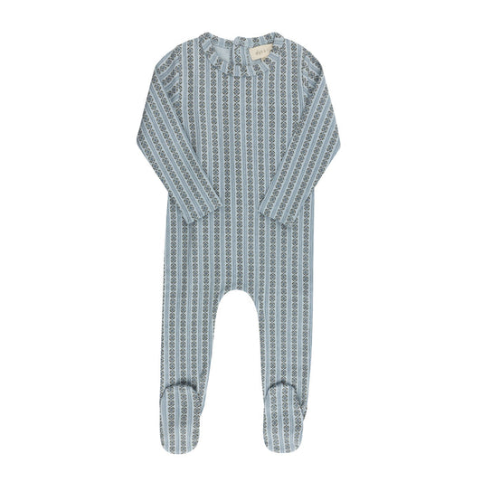 Baby Boy Footie – Blue – Linear Leaf