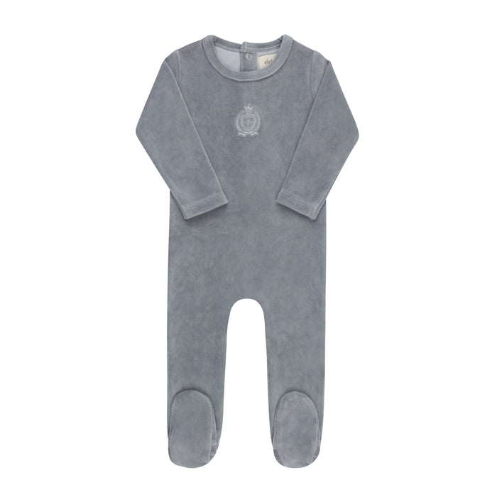 Baby Boy Footie – Blue – Metallic Crest