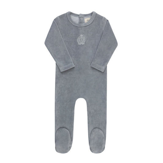 Baby Boy Footie – Blue – Metallic Crest
