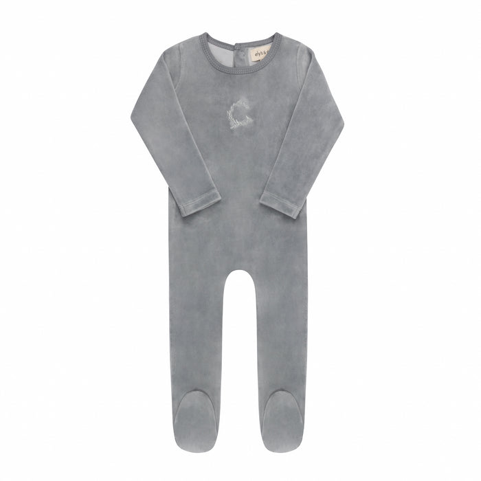 Baby Boy Footie – Blue – Metallic Wreath