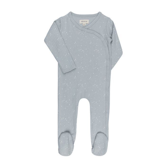 Baby Boy Footie – Blue Stars – Printed Floral Star