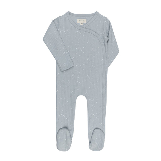 Baby Boy Footie – Blue Stars – Printed Floral Star