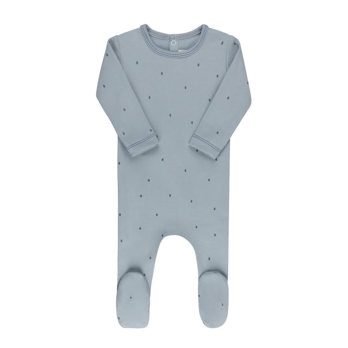 Baby Boy Footie – Blue – Vintage Floral