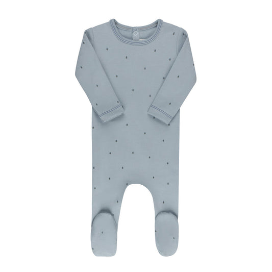 Baby Boy Footie – Blue – Vintage Floral