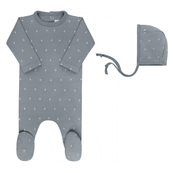 Baby Boy Footie & Bonnet – Blue – Diamond