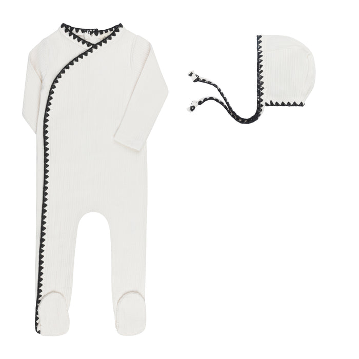 Baby Boy Footie & Bonnet – Ivory Boy – Whipstitch