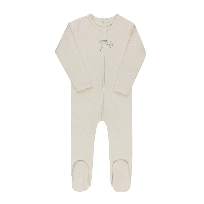 Baby Boy Footie – Cream Charcoal – Bird Seam