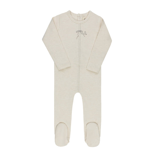Baby Boy Footie – Cream Charcoal – Bird Seam