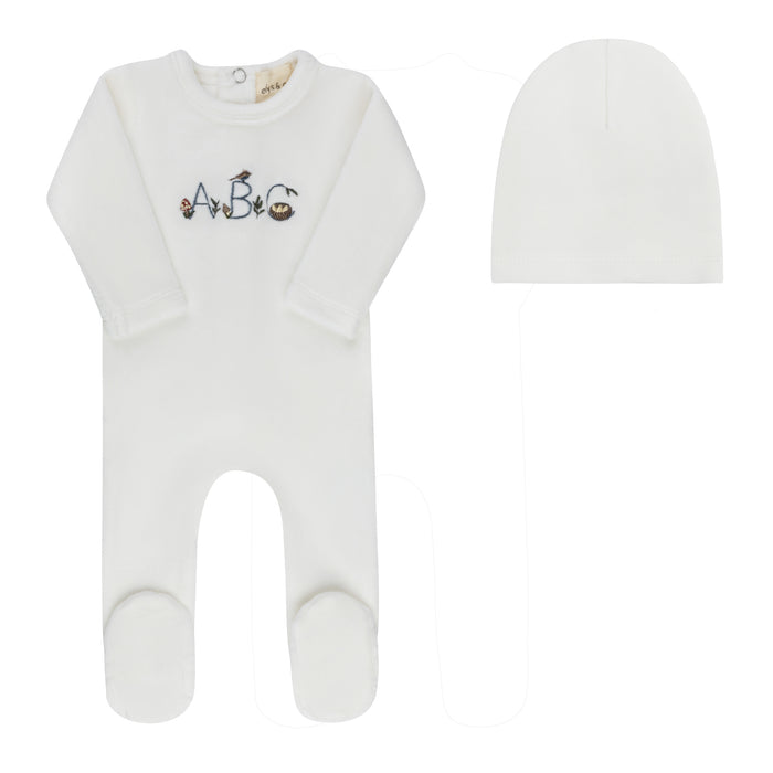 Baby Boy Footie & Hat – Ivory Boy – Embroidered ABC