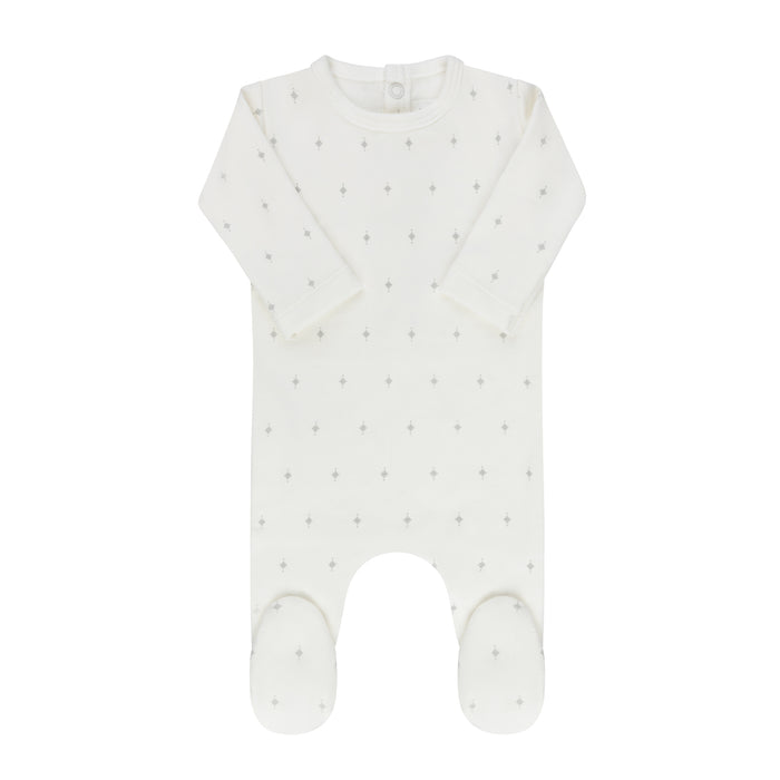 Baby Boy Footie – Ivory Blue – Diamond