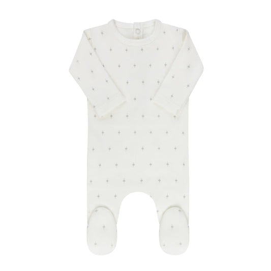 Baby Boy Footie – Ivory Blue – Diamond