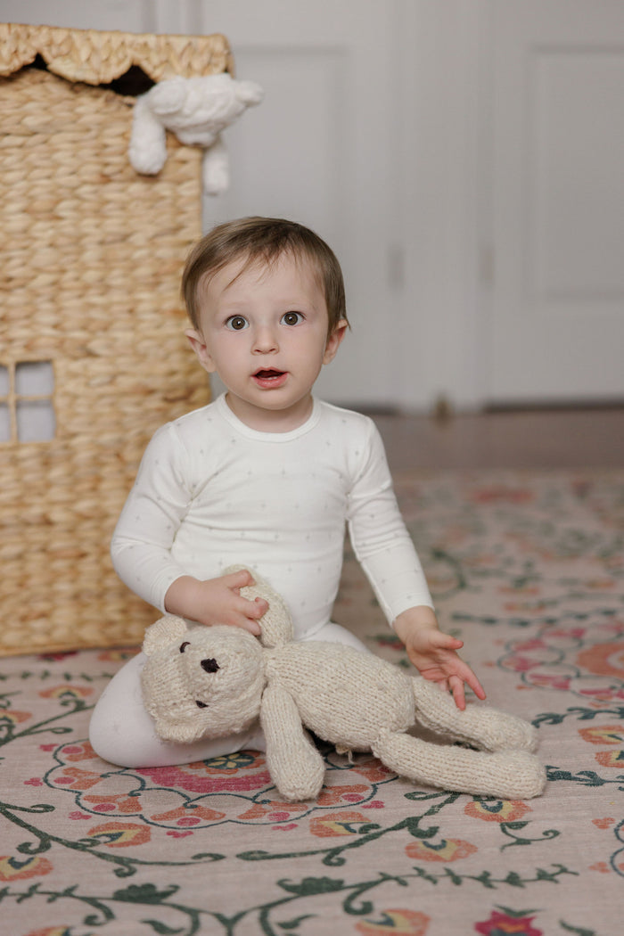 Baby Boy Footie – Ivory Blue – Diamond