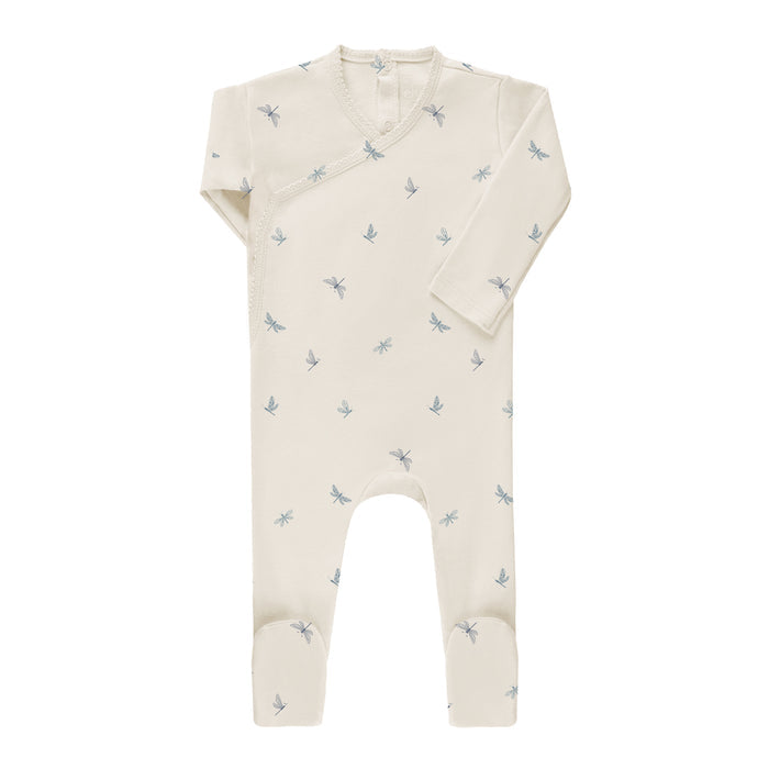 Baby Boy Footie – Ivory Blue – Dragonfly