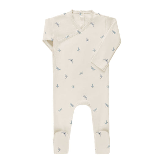Baby Boy Footie – Ivory Blue – Dragonfly