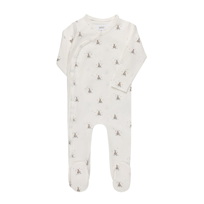 Baby Boy Footie – Ivory Blue – Nautical Print