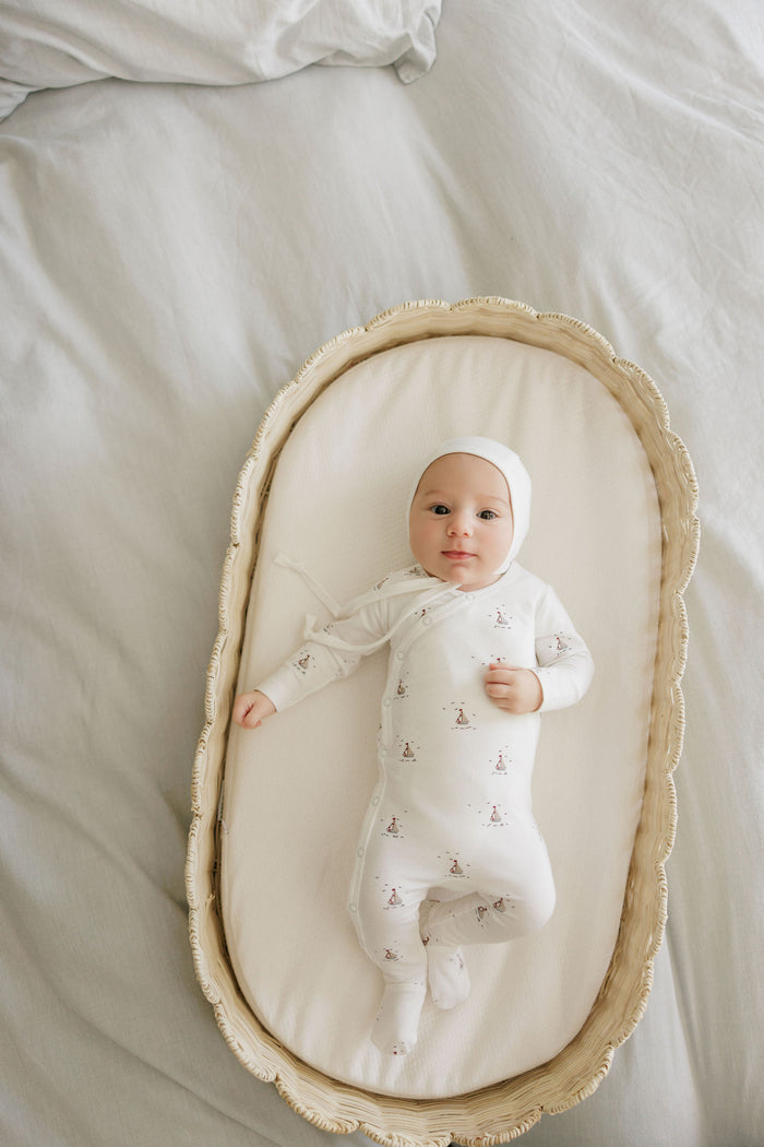 Baby Boy Footie – Ivory Blue – Nautical Print