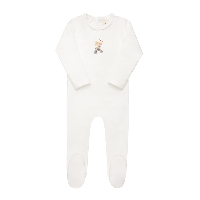 Baby Boy Footie – Ivory Blue – Playful Mouse