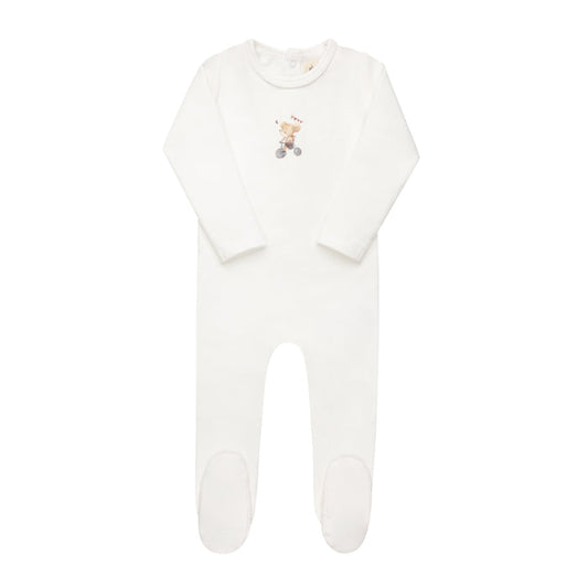 Baby Boy Footie – Ivory Blue – Playful Mouse