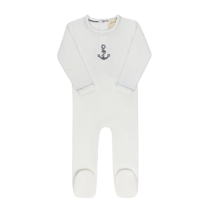 Baby Boy Footie – Ivory Boy – Cross Stitch