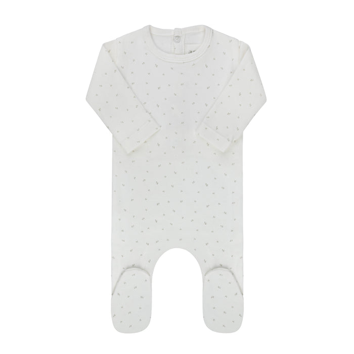 Baby Boy Footie – Ivory Boy – Floral Leaf