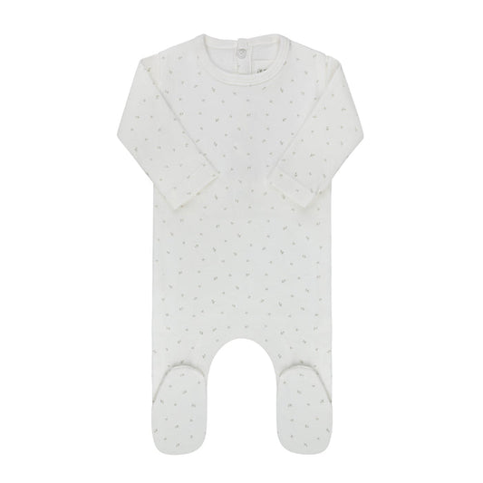 Baby Boy Footie – Ivory Boy – Floral Leaf