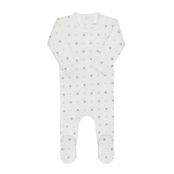 Baby Boy Footie – Ivory Boy – Geometric Floral