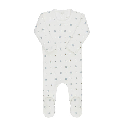 Baby Boy Footie – Ivory Boy – Geometric Floral
