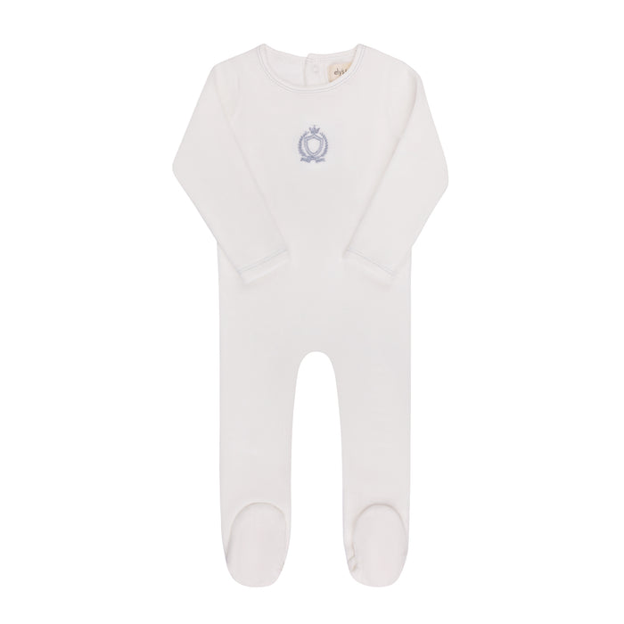 Baby Boy Footie – Ivory Boy – Metallic Crest