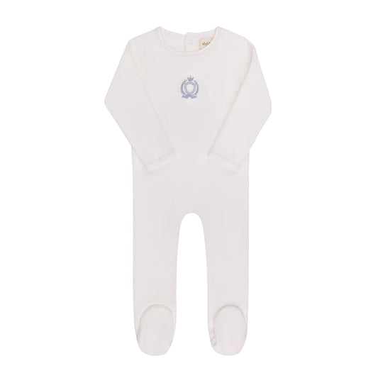 Baby Boy Footie – Ivory Boy – Metallic Crest