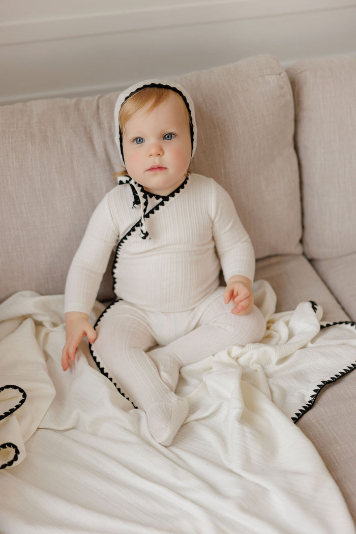 Baby Boy Footie – Ivory Boy – Whipstitch