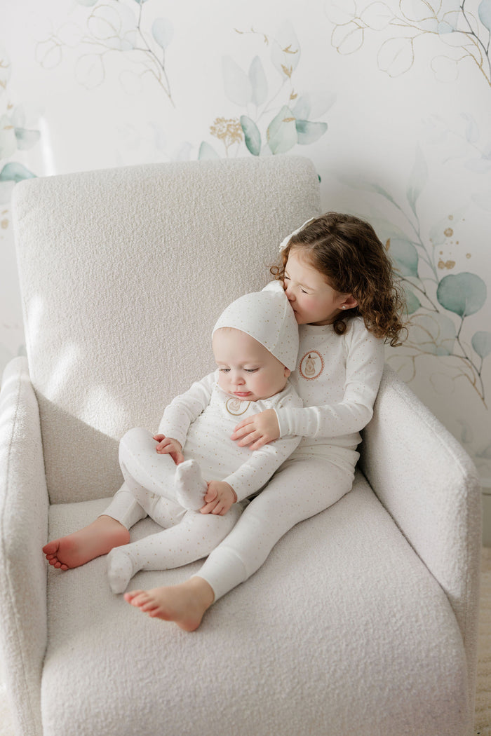 Baby Boy Footie – Ivory Tan – Speckled Bunny