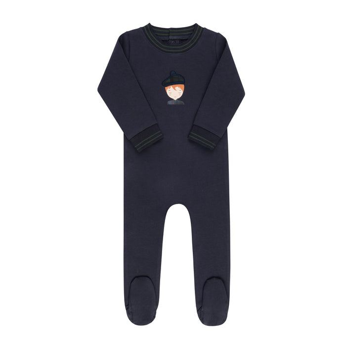 Baby Boy Footie – Navy – French Terry Scottish