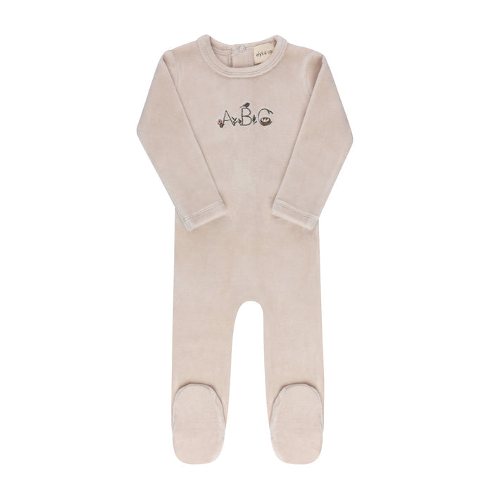 Baby Boy Footie – Tan – Embroidered ABC