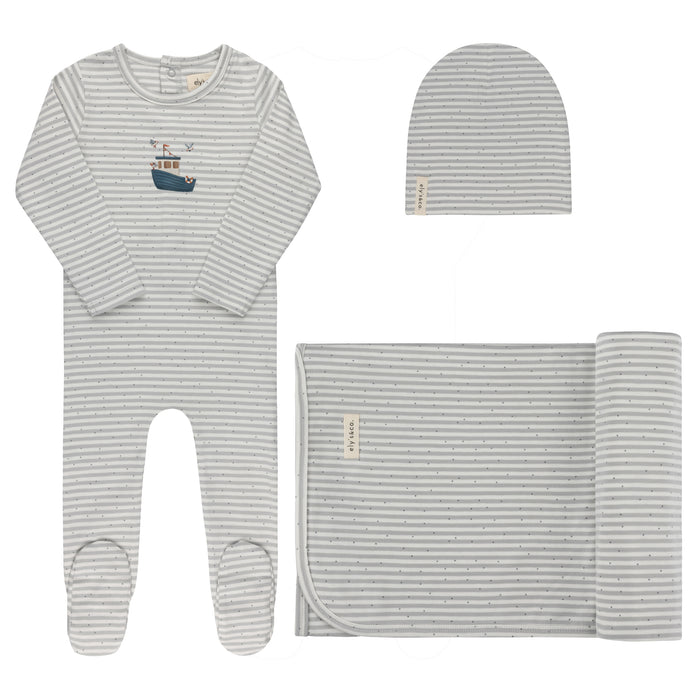 Baby Boy Layette Set - Blue - Nautical Stripe