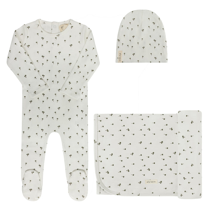 Baby Boy Layette Set - Ivory - Printed Palm Trees