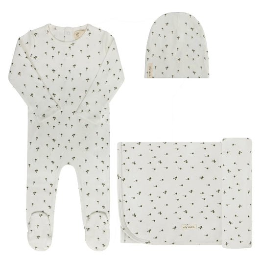 Baby Boy Layette Set - Ivory - Printed Palm Trees
