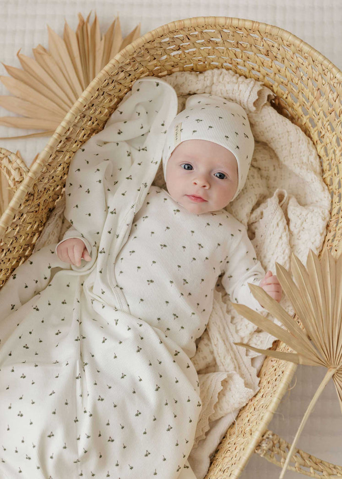 Baby Boy Layette Set - Ivory - Printed Palm Trees