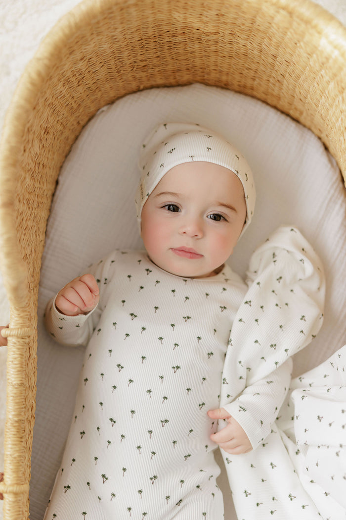 Baby Boy Layette Set - Ivory - Printed Palm Trees
