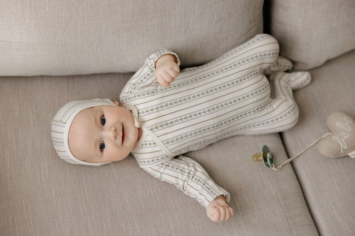 Baby Boy Layette Set - Ivory Blue - Linear Tulip