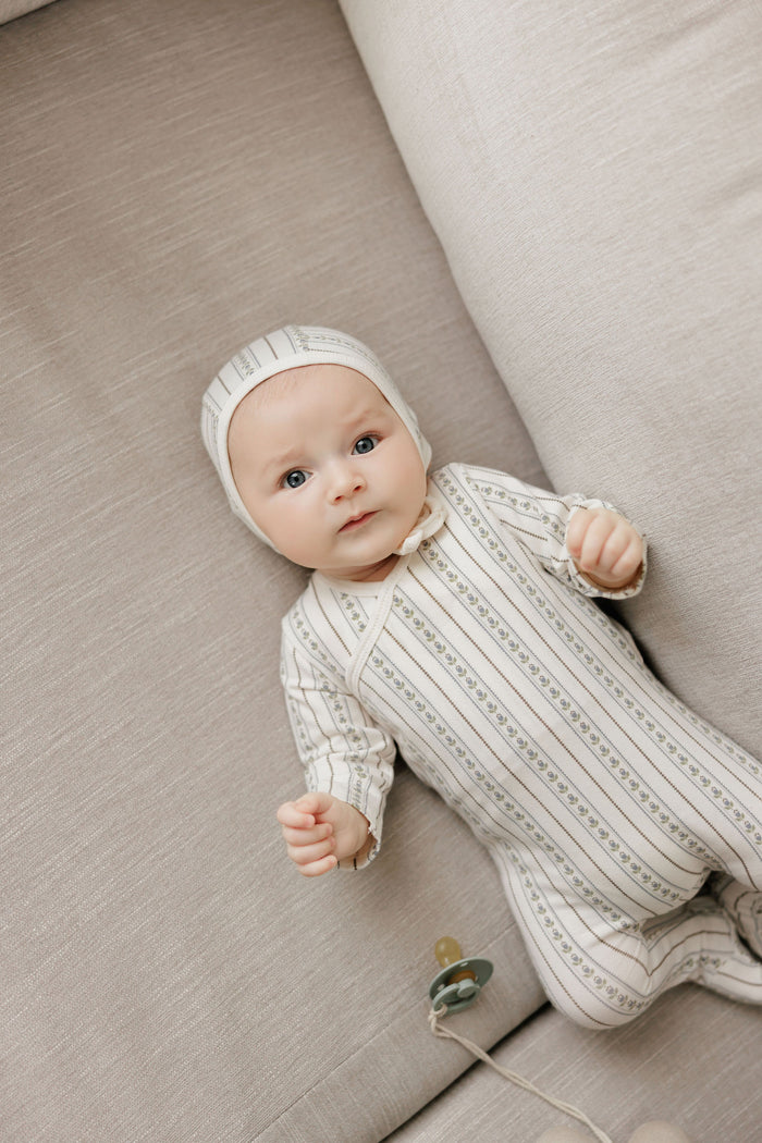 Baby Boy Layette Set - Ivory Blue - Linear Tulip
