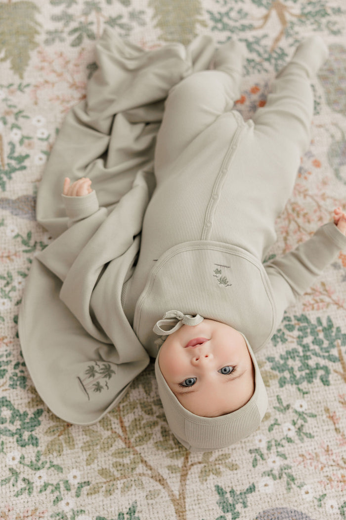Baby Boy Layette Set - Sage - Embroidered Palm Trees