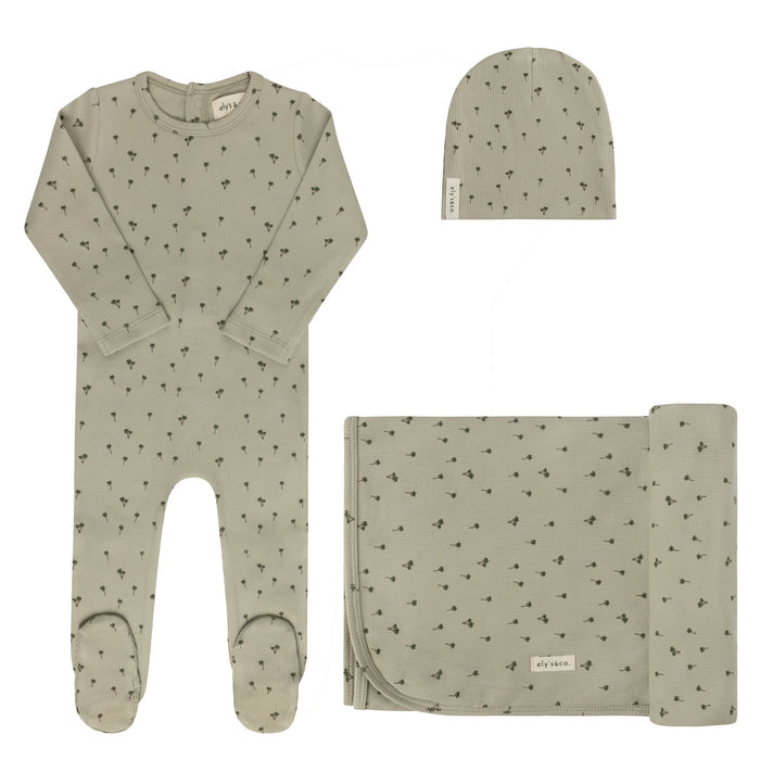 Baby Boy Layette Set - Sage - Printed Palm Trees